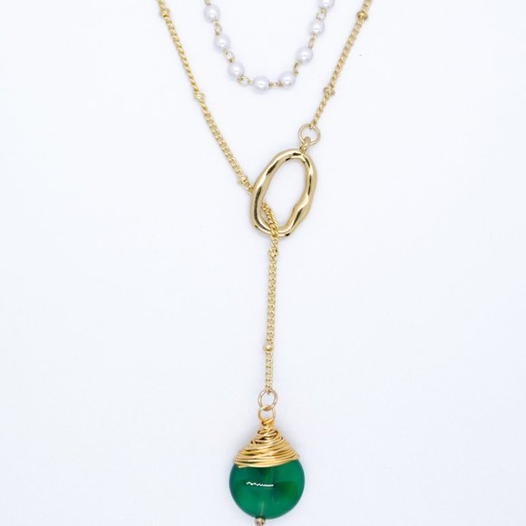 Jewelry - Multi-Strand pearl and gem drop necklace